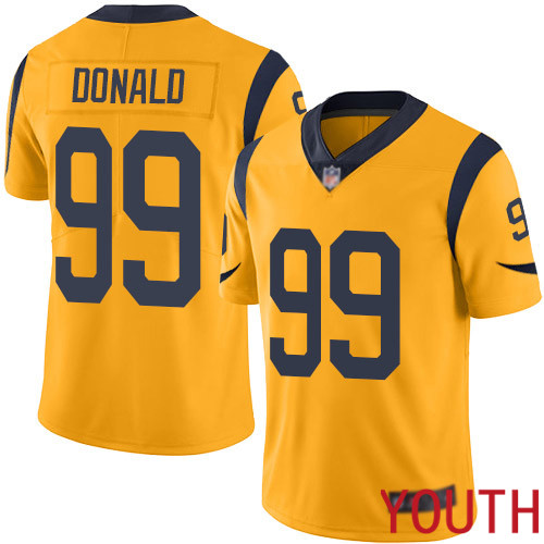 Los Angeles Rams Limited Gold Youth Aaron Donald Jersey NFL Football #99 Rush Vapor Untouchable->youth nfl jersey->Youth Jersey